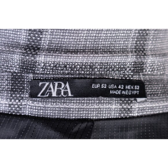 ZARA Sport Coat Jacket Blazer Gray Check 2-Button Sz 42 Single-Vented Poly Blend - Picture 13 of 14